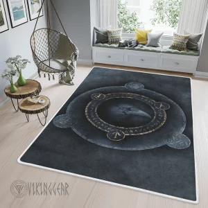 Raven Graphic Dark Art Viking Area Rug