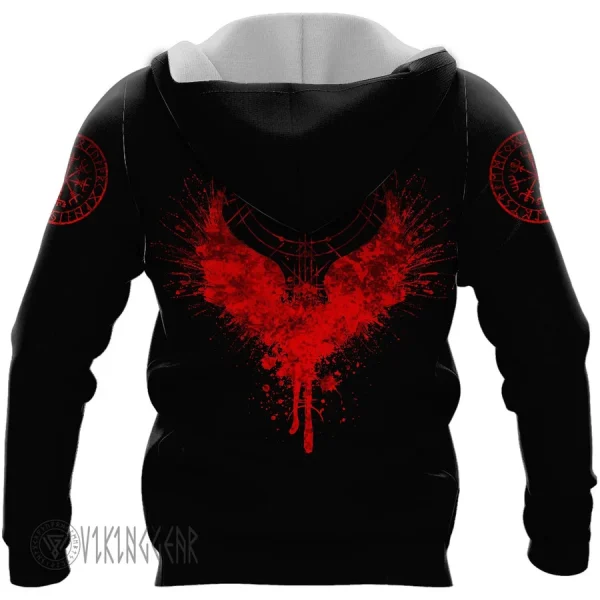 Raven In Fire Viking Hoodie