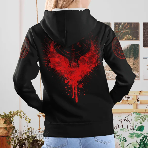 Raven In Fire Viking Hoodie