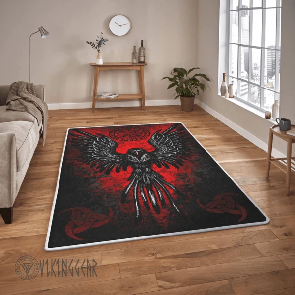 Raven In Lava Viking Area Rug