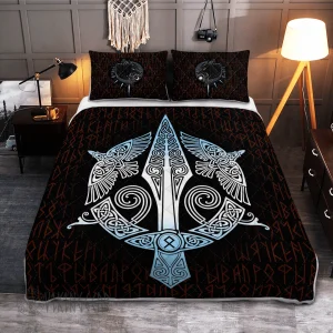 Raven Odin's Spear Gungnir Viking Quilt Set