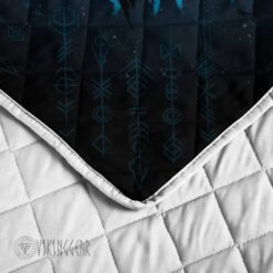 Raven Silhouette And Rune Viking Quilt Set