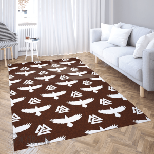 Raven Valknut Pattern Viking Area Rug