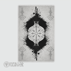 Raven Vegvisir Black Design Viking Area Rug