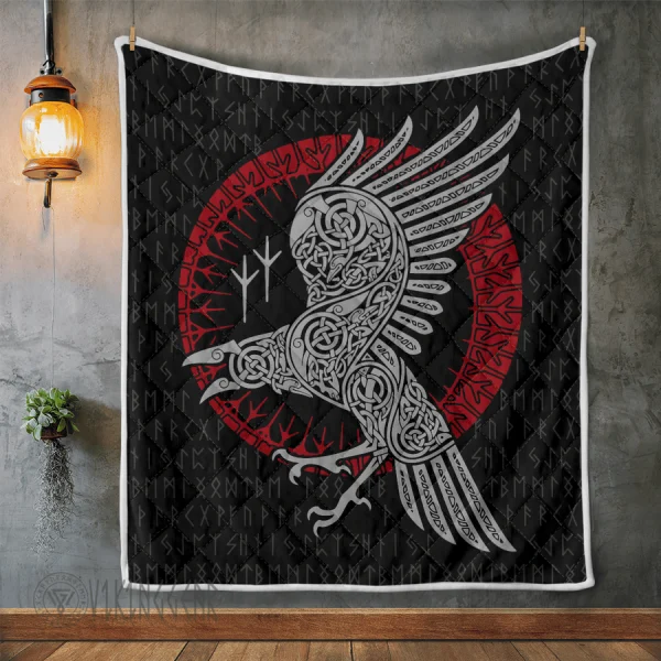 Raven Viking And Rune - Viking Quilt