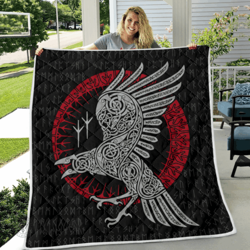 Raven Viking And Rune - Viking Quilt