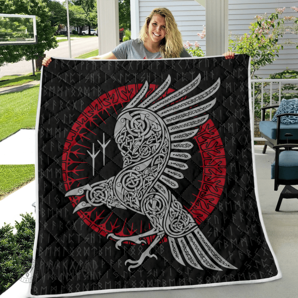 Raven Viking And Rune - Viking Quilt