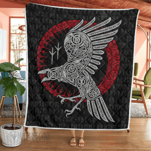 Raven Viking And Rune - Viking Quilt