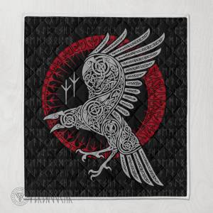 Raven Viking And Rune - Viking Quilt