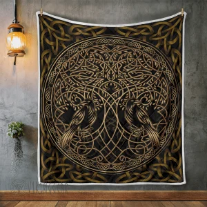 Raven Viking And Tree Yggdrasil - Viking Quilt