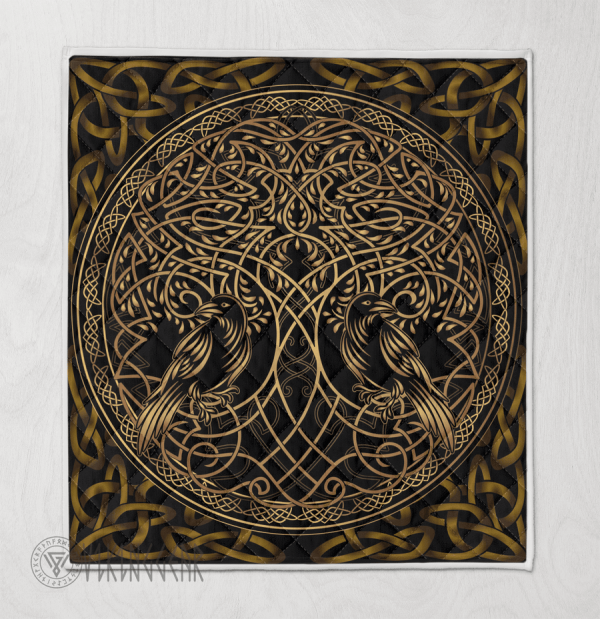 Raven Viking And Tree Yggdrasil - Viking Quilt