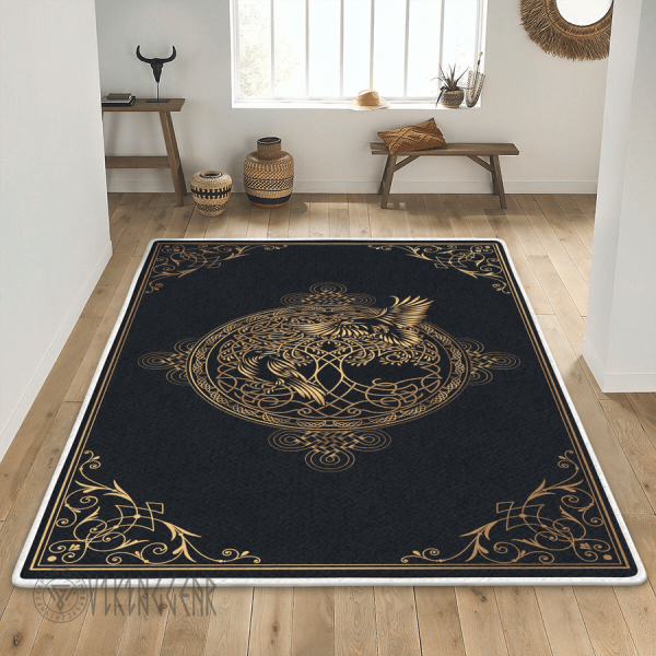 Ravens And Tree Of Life Celtic Art Viking Area Rug