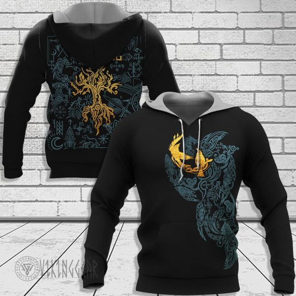 Ravens And Yggdrasil Viking Hoodie