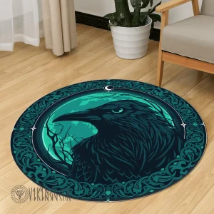 Ravens in Celtic and Norse Mythology Round Carpet | Viking Round Carpet