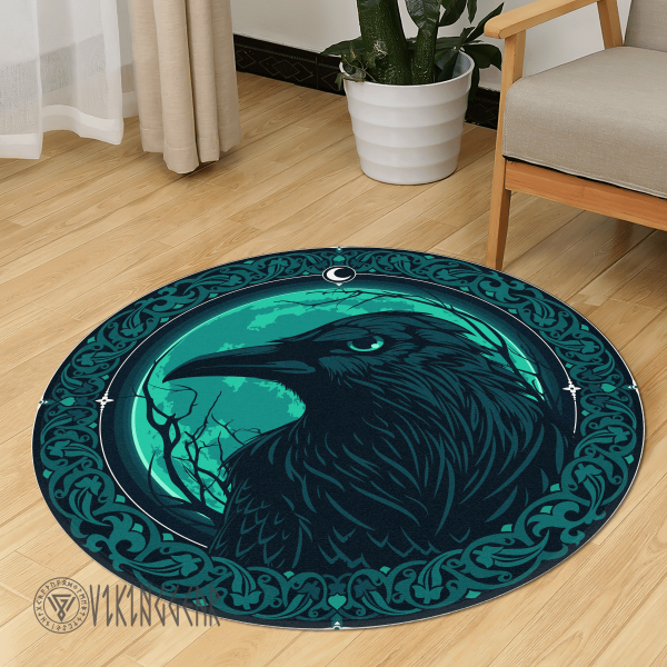 Ravens in Celtic and Norse Mythology Round Carpet | Viking Round Carpet