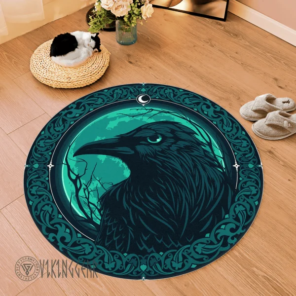 Ravens in Celtic and Norse Mythology Round Carpet | Viking Round Carpet