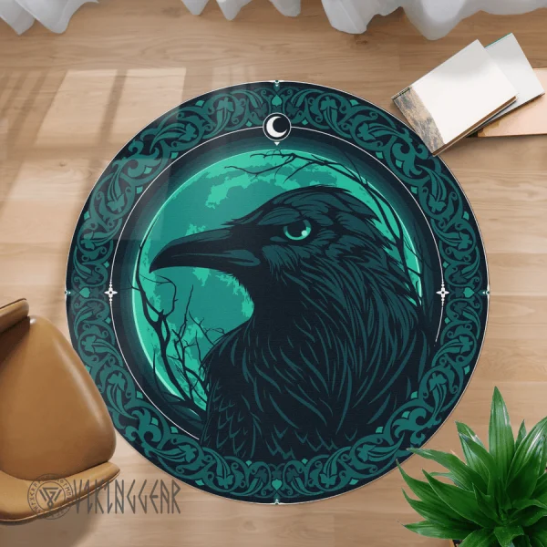 Ravens in Celtic and Norse Mythology Round Carpet | Viking Round Carpet