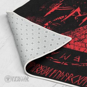 Rune And Fenrir Red Design Viking Area Rug