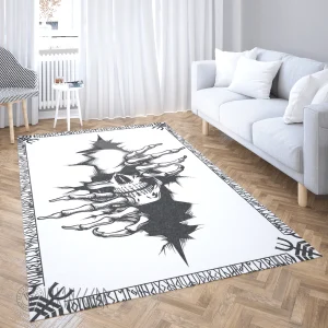 Rune And Skull Black Design Viking Area Rug