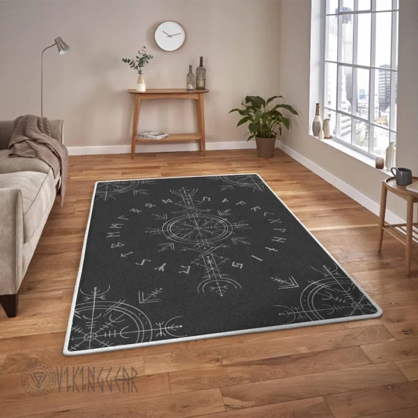 Rune And The Helm Of Awe Silver Viking Area Rug