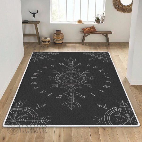 Rune And The Helm Of Awe Silver Viking Area Rug