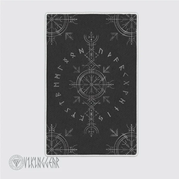 Rune And The Helm Of Awe Silver Viking Area Rug