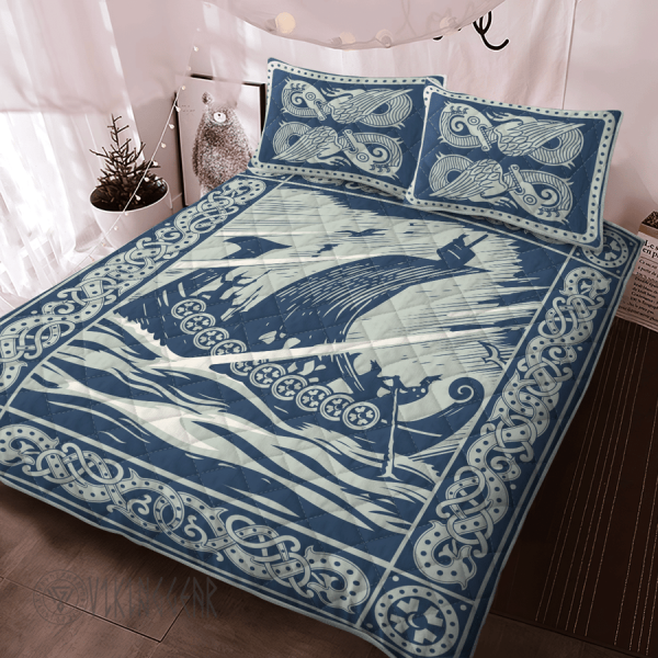 Ship Painting Art Viking Quilt Set