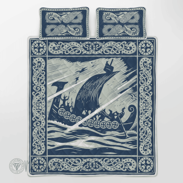 Ship Painting Art Viking Quilt Set