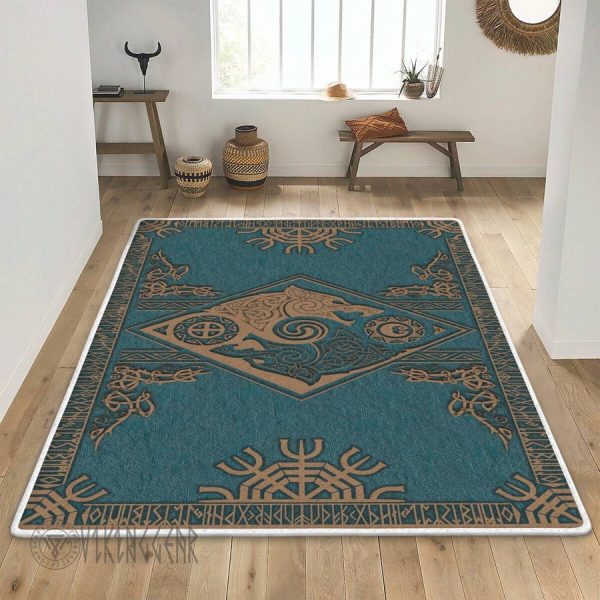 Skoll and Hati Eaters of the Sun and Moon Viking Area Rug