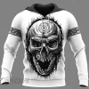 Skull And Axe Tree Of Life Black Design On White Viking Hoodie