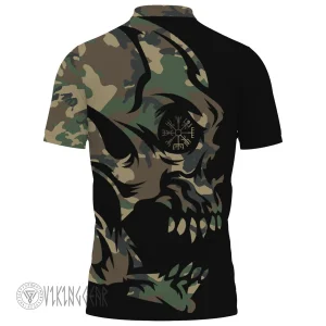 Skull Vegvisir Pattern Camouflage Color Viking Polo Shirt