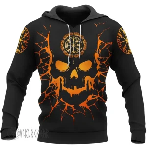 Skull Viking And Backbone Is An Ax Viking Hoodie