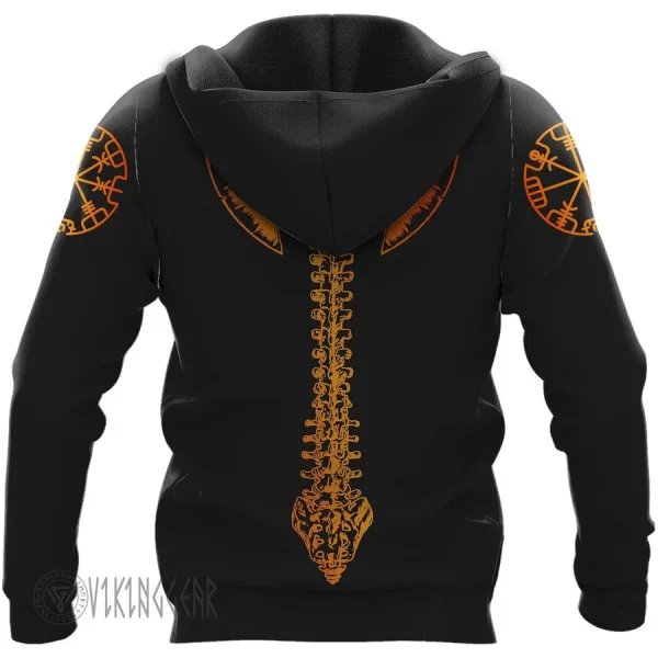 Skull Viking And Backbone Is An Ax Viking Hoodie