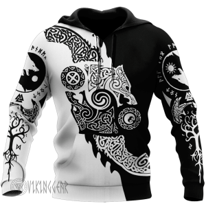 Sons of Fenrir: Hati and Skoll Viking Hoodie