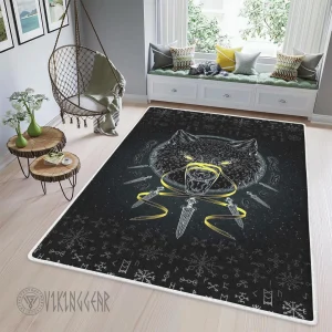 Swords Wolf Fenrir Art Viking Area Rug