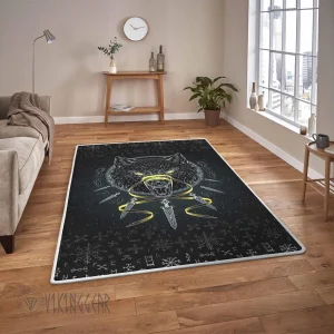 Swords Wolf Fenrir Art Viking Area Rug