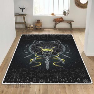 Swords Wolf Fenrir Art Viking Area Rug