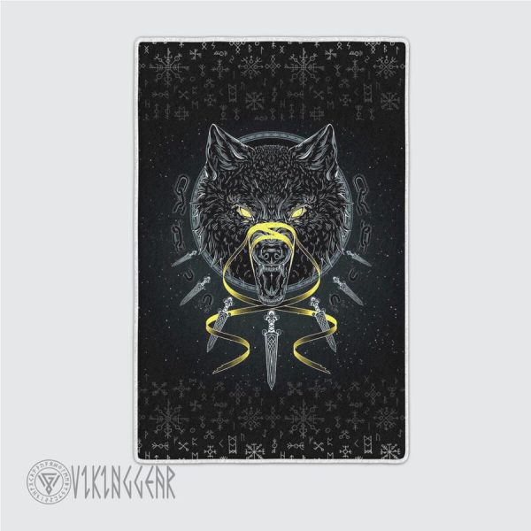 Swords Wolf Fenrir Art Viking Area Rug