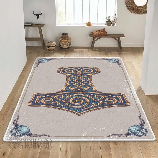 The Hammer Of The Thunder God Mjollnir Viking Area Rug