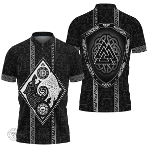 The Sons Of Fenrir And Valknut Shield Polo Shirt