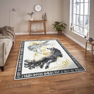 The Sons of Fenrir Hati and Skoll Painting Viking Area Rug