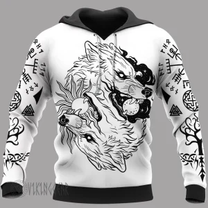 The Sons of Fenrir: Hati and Skoll Viking Hoodie