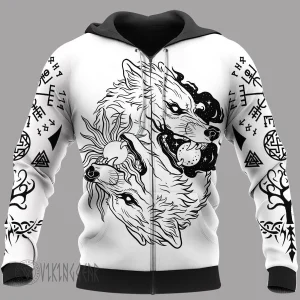 The Sons of Fenrir: Hati and Skoll Viking Hoodie