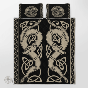 The Sons of Fenrir Skoll and Hati Stylized Art Viking Quilt Set