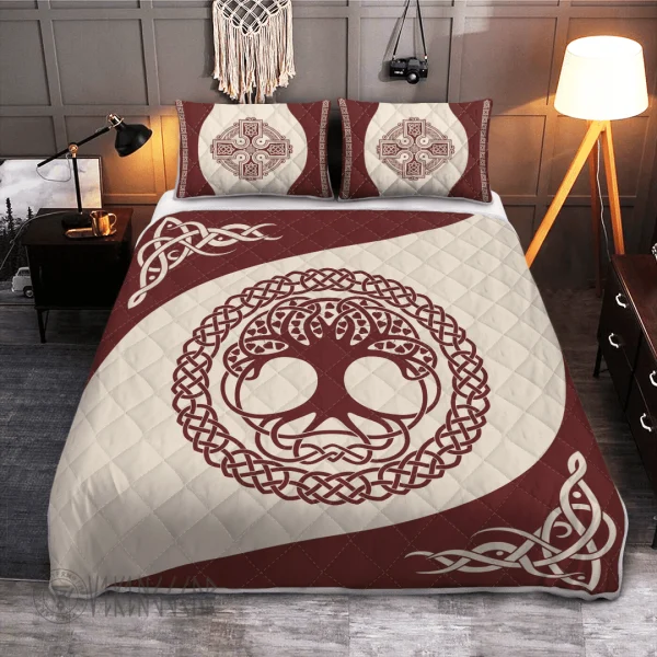 The Tree Of Life Yggdrasil Vintage Viking Quilt Set