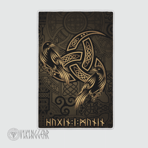 The Triple Horn of Odin Hugin and Munin Viking Area Rug