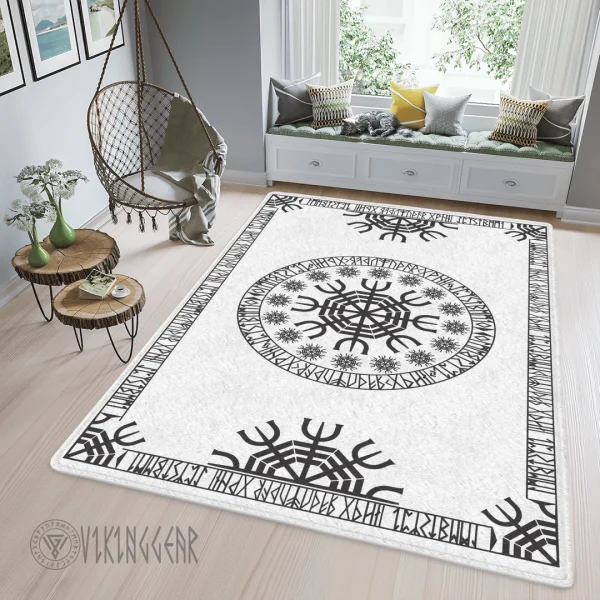 The helm Of Awe Symbol And Rune Viking Area Rug