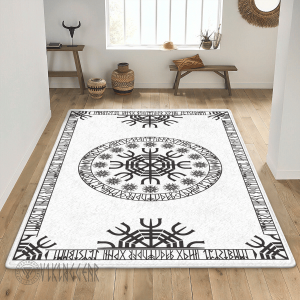 The helm Of Awe Symbol And Rune Viking Area Rug