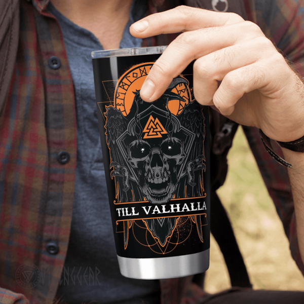 Till Valhalla - Raven Viking - Viking Tumbler - Myvikinggear Store