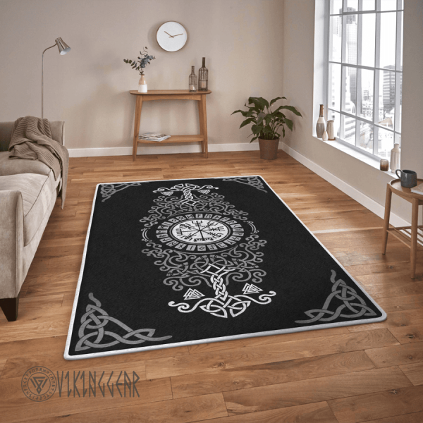 Tree Of Life And Vegvisir Celtic Art Viking Area Rug